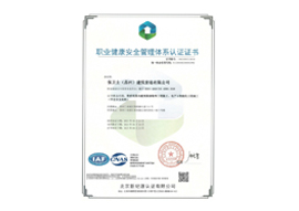 健康安全管理体系认证证书